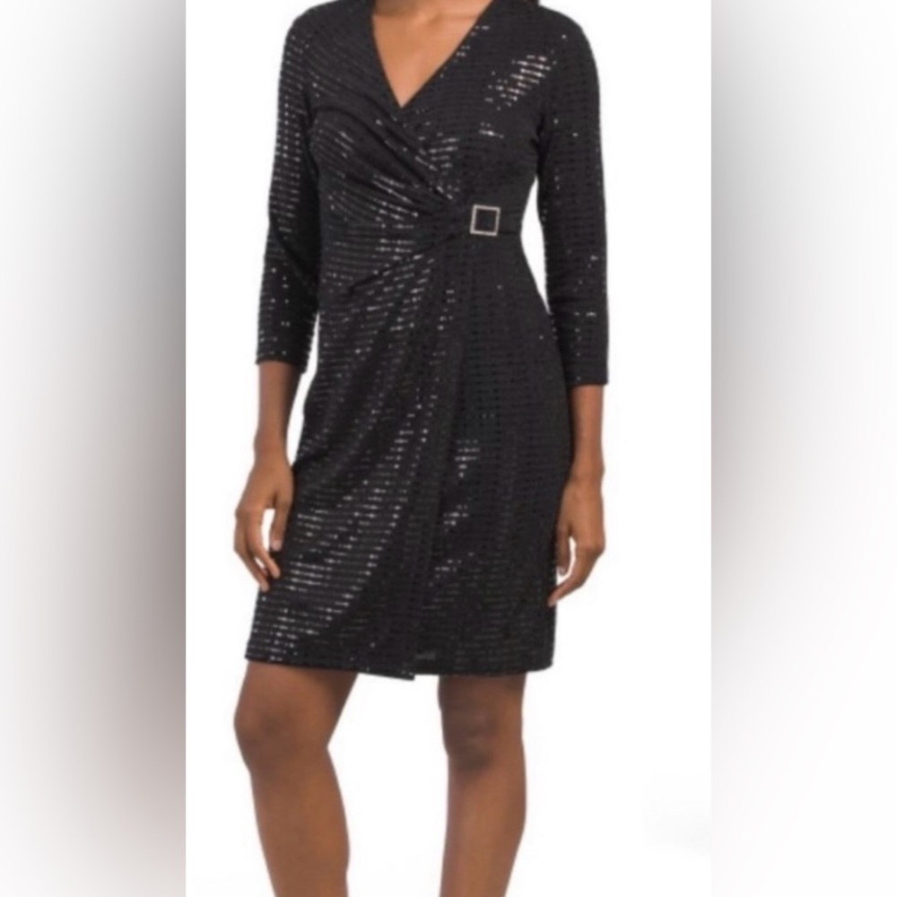 NWT Anne Klein Black Sequin Cocktail Party Dress Women’s M